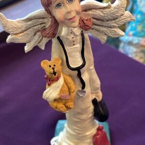 Nurse Angel Figurine with Teddy Bear